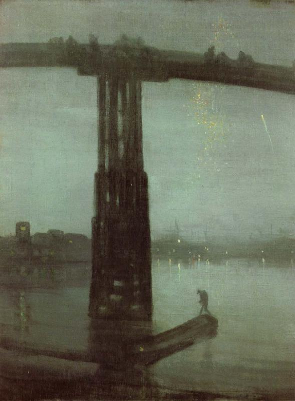 James Mcneill Whistler Nocturne in blatte and gold oil painting picture